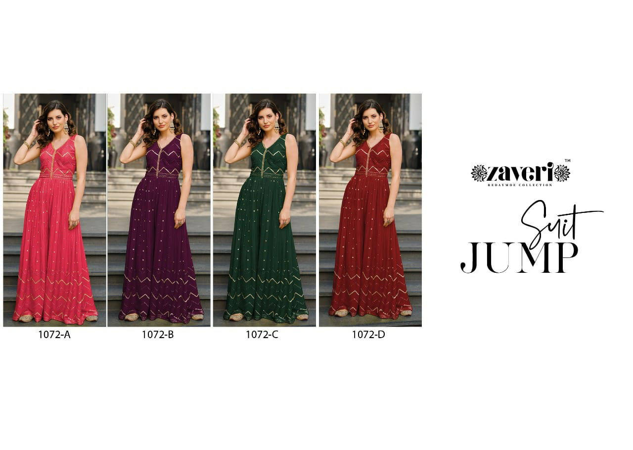 Jump Suit Color Edition 2 By Zaveri Fancy Chinon Embroidery Readymade Suits Wholesale Shop In Surat
